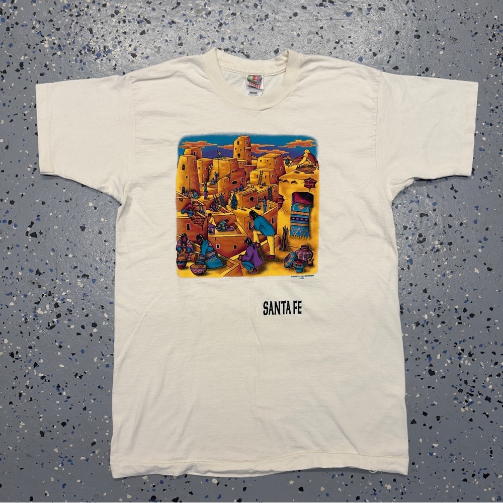 Vintage 90s 1997 Fruit Of The Loom Santa Fe Graphic Shirt USA Single Stitch L